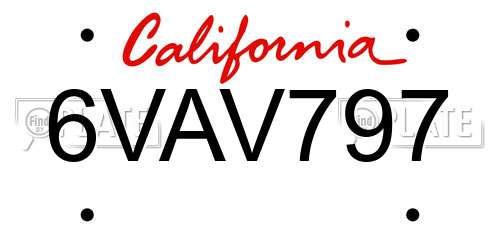 6VAV797 California License Plate
