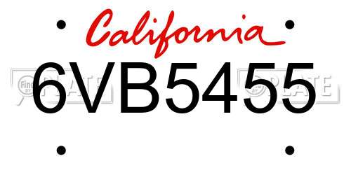 6VB5455 California License Plate