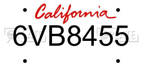 6VB8455 California License Plate