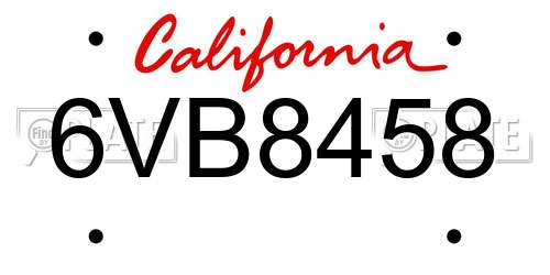 6VB8458 California License Plate
