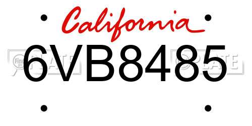 6VB8485 California License Plate