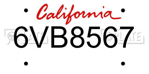 6VB8567 California License Plate