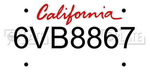 6VB8867 California License Plate