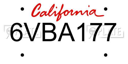 6VBA177 California License Plate