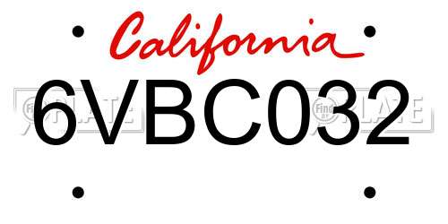 6VBC032 California License Plate