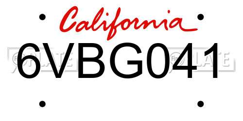 6VBG041 California License Plate