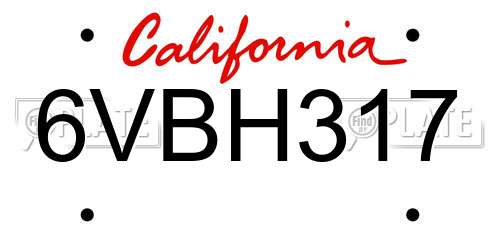 6VBH317 California License Plate
