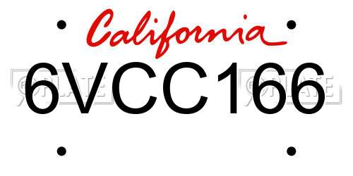 6VCC166 California License Plate