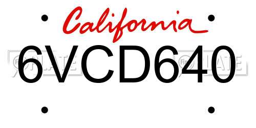 6VCD640 California License Plate