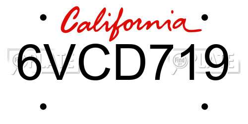 6VCD719 California License Plate