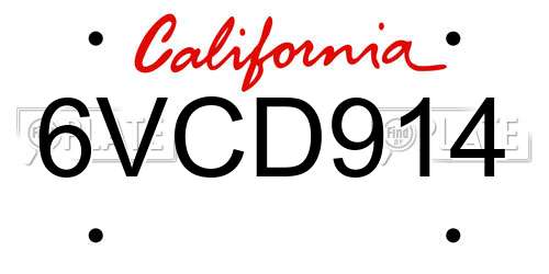 6VCD914 California License Plate