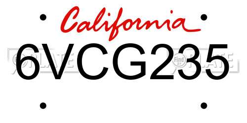6VCG235 California License Plate