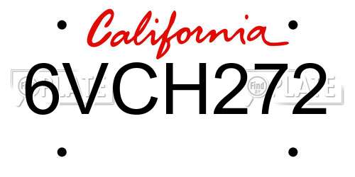 6VCH272 California License Plate