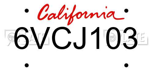 6VCJ103 California License Plate