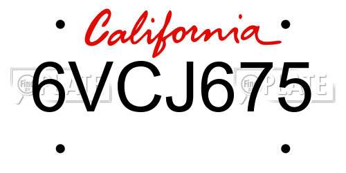 6VCJ675 California License Plate