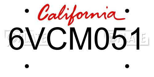 6VCM051 California License Plate