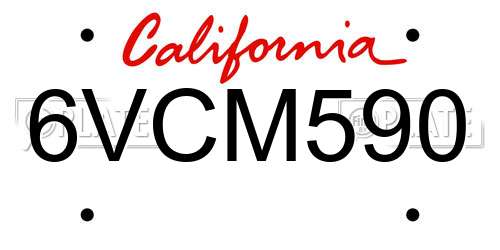 6VCM590 California License Plate
