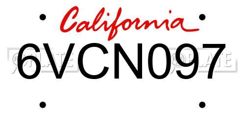 6VCN097 California License Plate