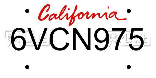 6VCN975 California License Plate