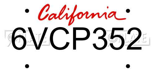 6VCP352 California License Plate