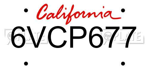 6VCP677 California License Plate