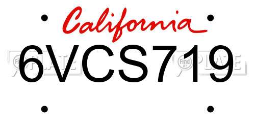 6VCS719 California License Plate