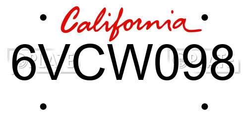 6VCW098 California License Plate
