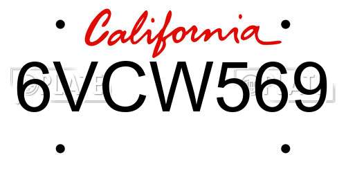 6VCW569 California License Plate