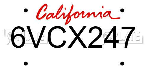 6VCX247 California License Plate