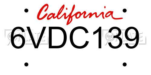 6VDC139 California License Plate