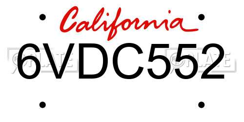 6VDC552 California License Plate