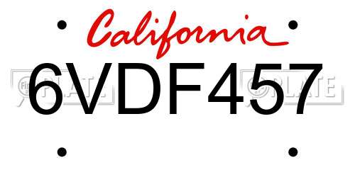 6VDF457 California License Plate