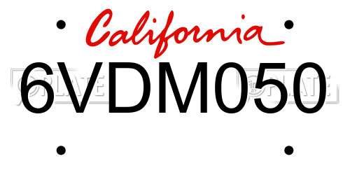 6VDM050 California License Plate