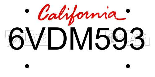 6VDM593 California License Plate