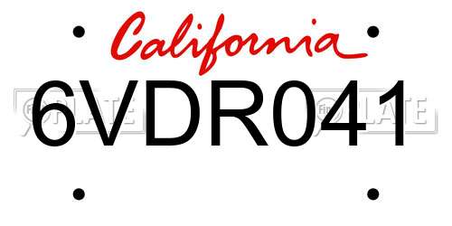 6VDR041 California License Plate