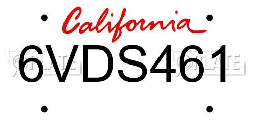 6VDS461 California License Plate