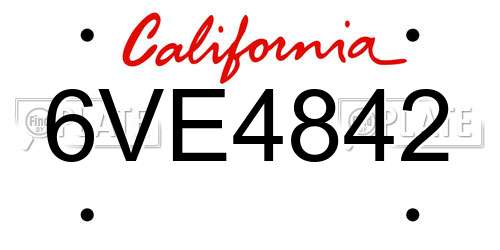 6VE4842 California License Plate