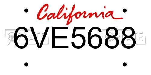 6VE5688 California License Plate