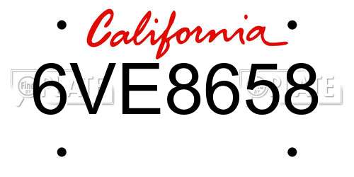 6VE8658 California License Plate