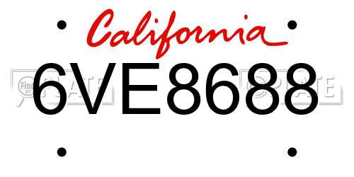6VE8688 California License Plate