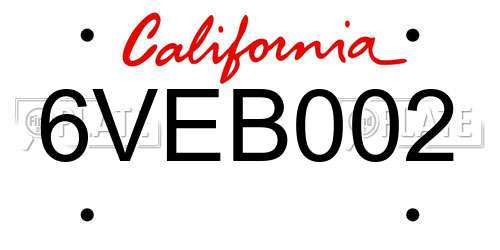 6VEB002 California License Plate