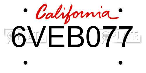 6VEB077 California License Plate