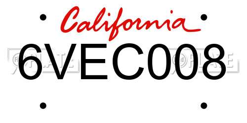 6VEC008 California License Plate