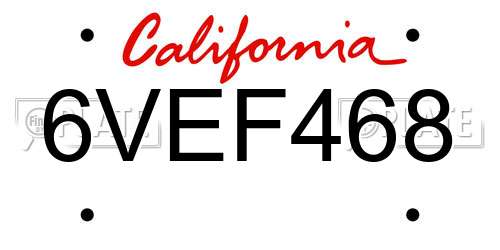 6VEF468 California License Plate