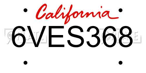 6VES368 California License Plate