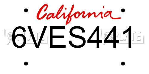 6VES441 California License Plate