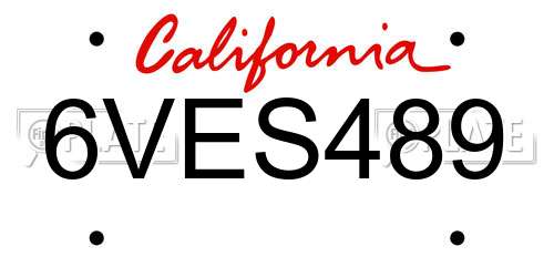 6VES489 California License Plate