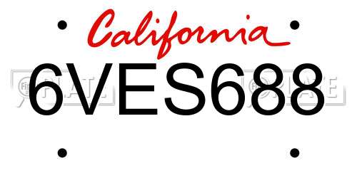 6VES688 California License Plate