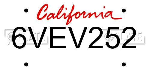6VEV252 California License Plate