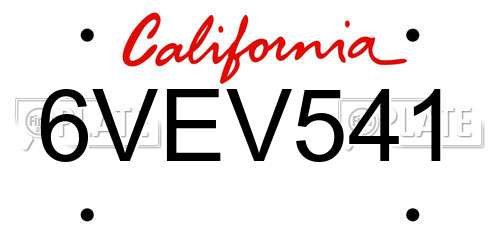 6VEV541 California License Plate